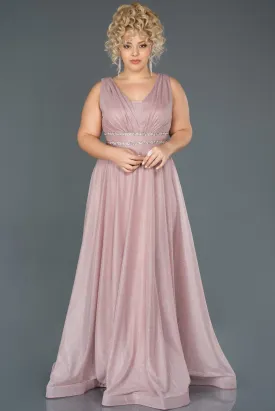 14703 Dusty Pink Draped Shimmer Dress