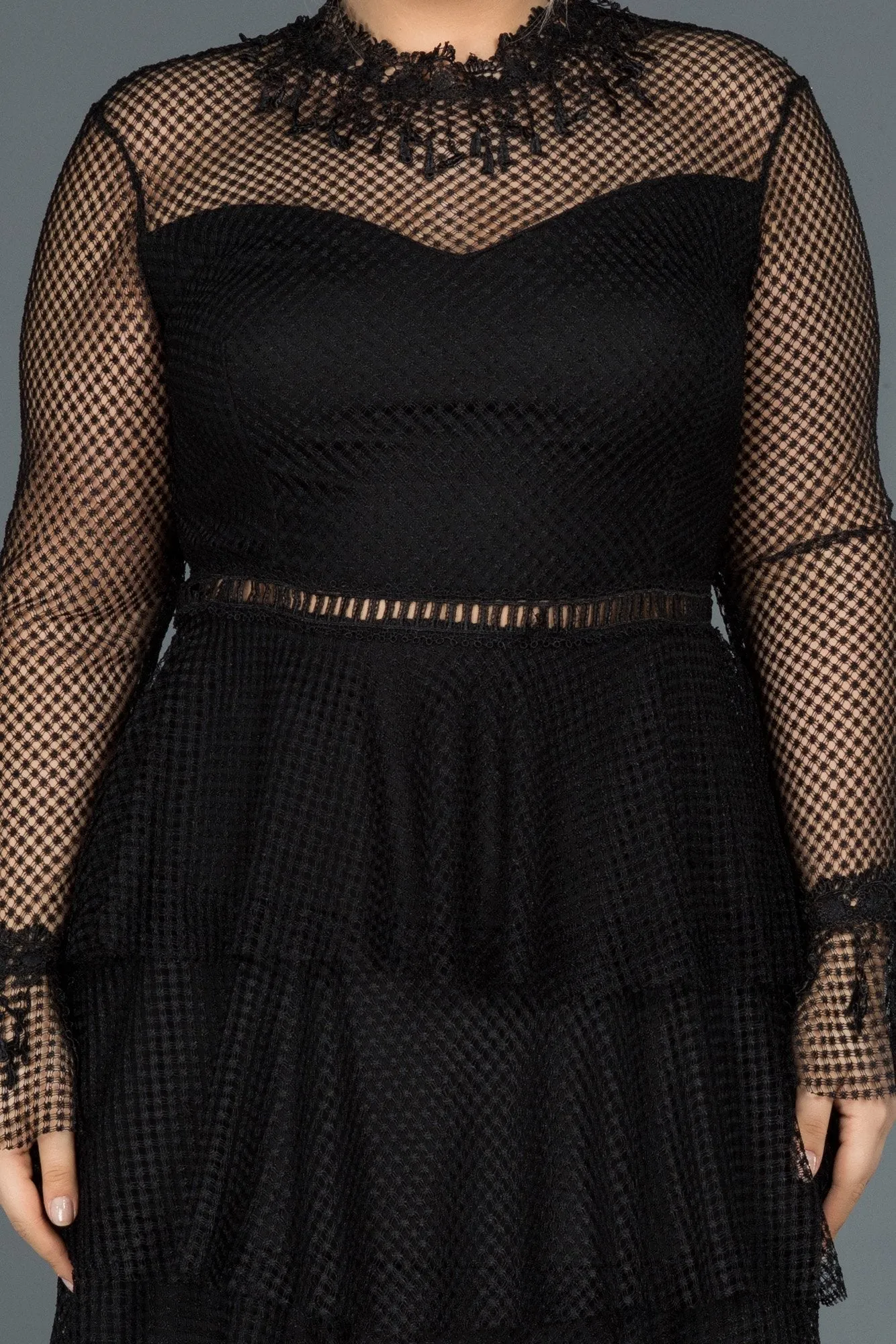 15670 Black Transparent Tulle Dress
