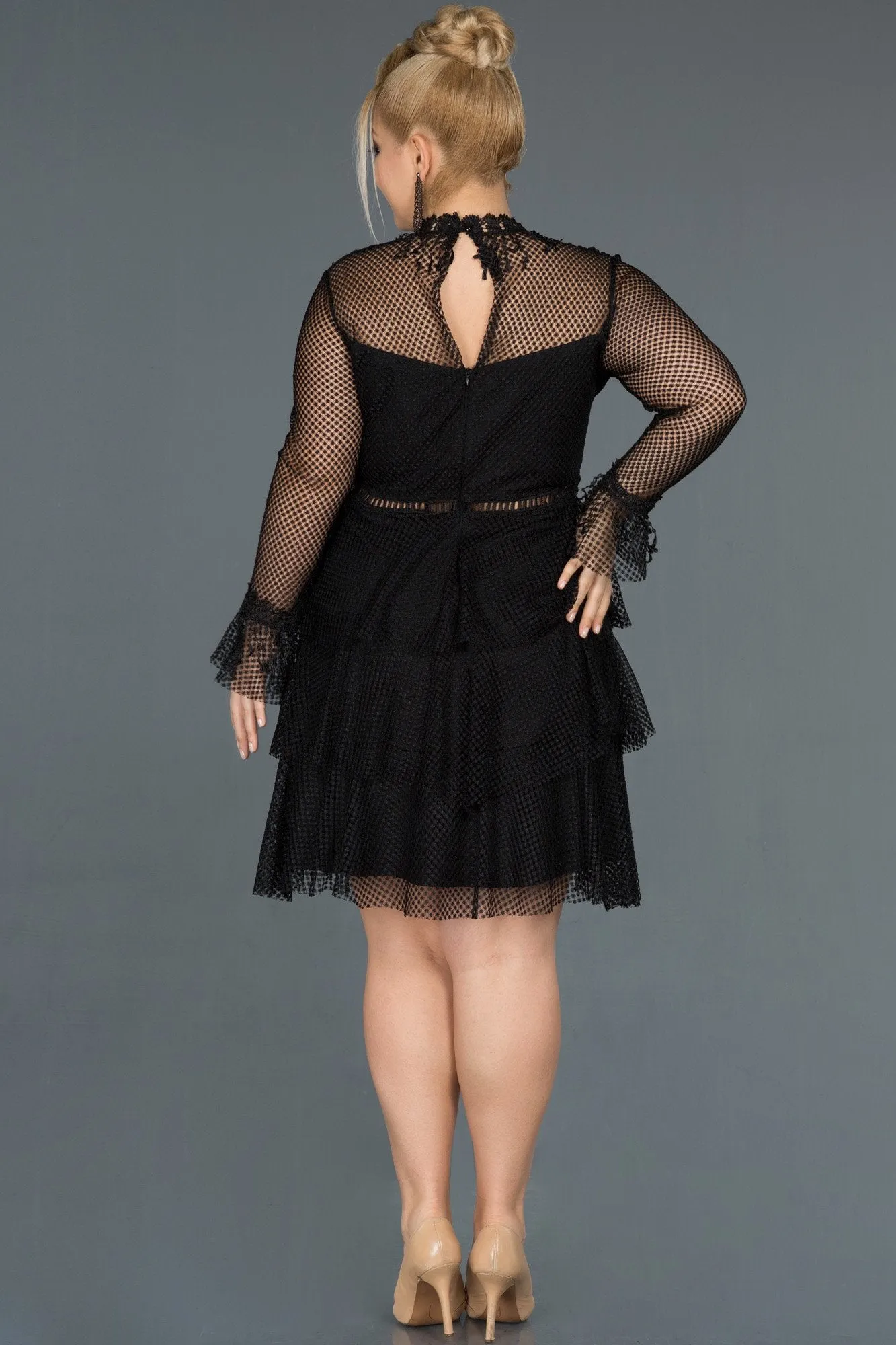 15670 Black Transparent Tulle Dress