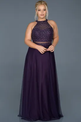 15677 Purple Shimmer Transparent Tulle Dress