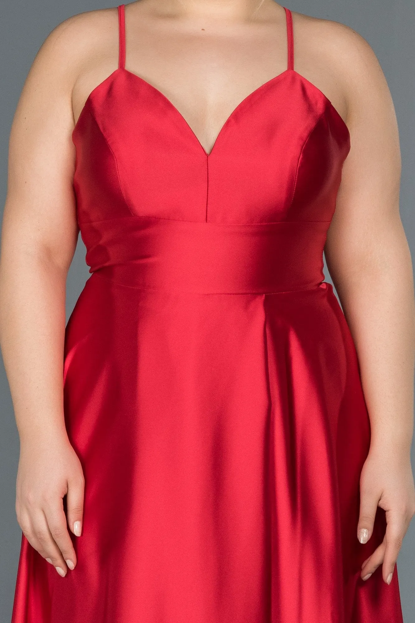 16569 Red Cross Strap Satin Dress