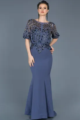16948 Blue Sequined Mermaid Dress