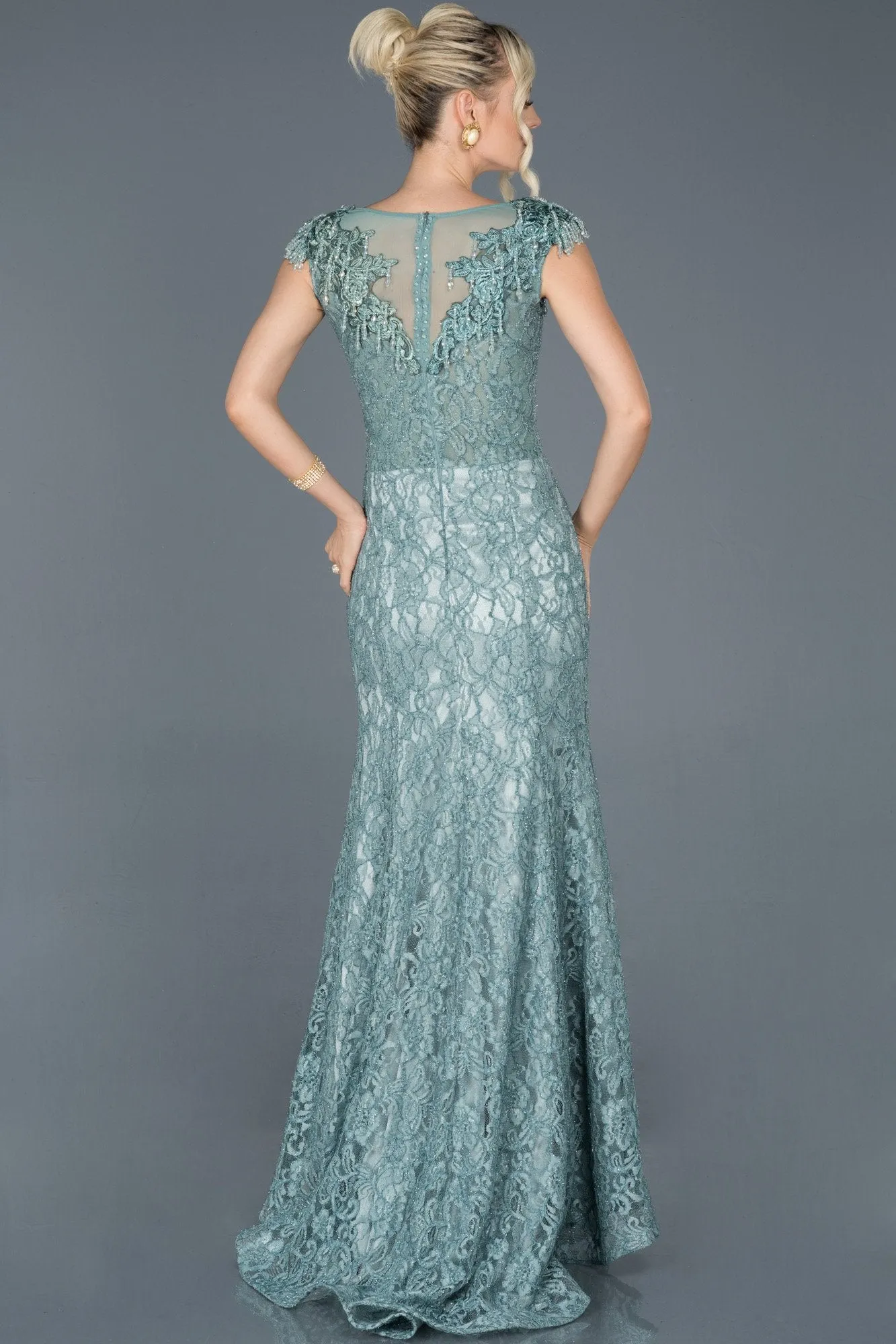 16990 Mint Green Shimmer Lace Dress