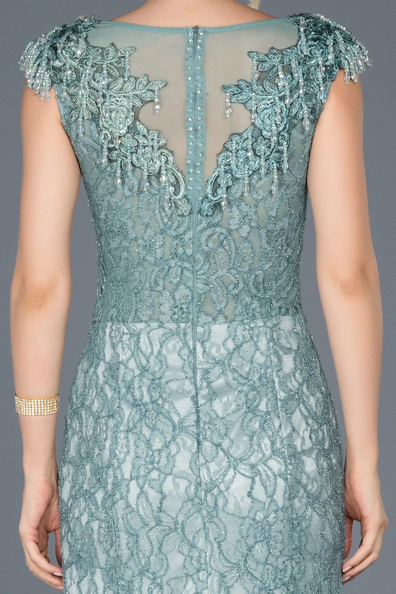 16990 Mint Green Shimmer Lace Dress