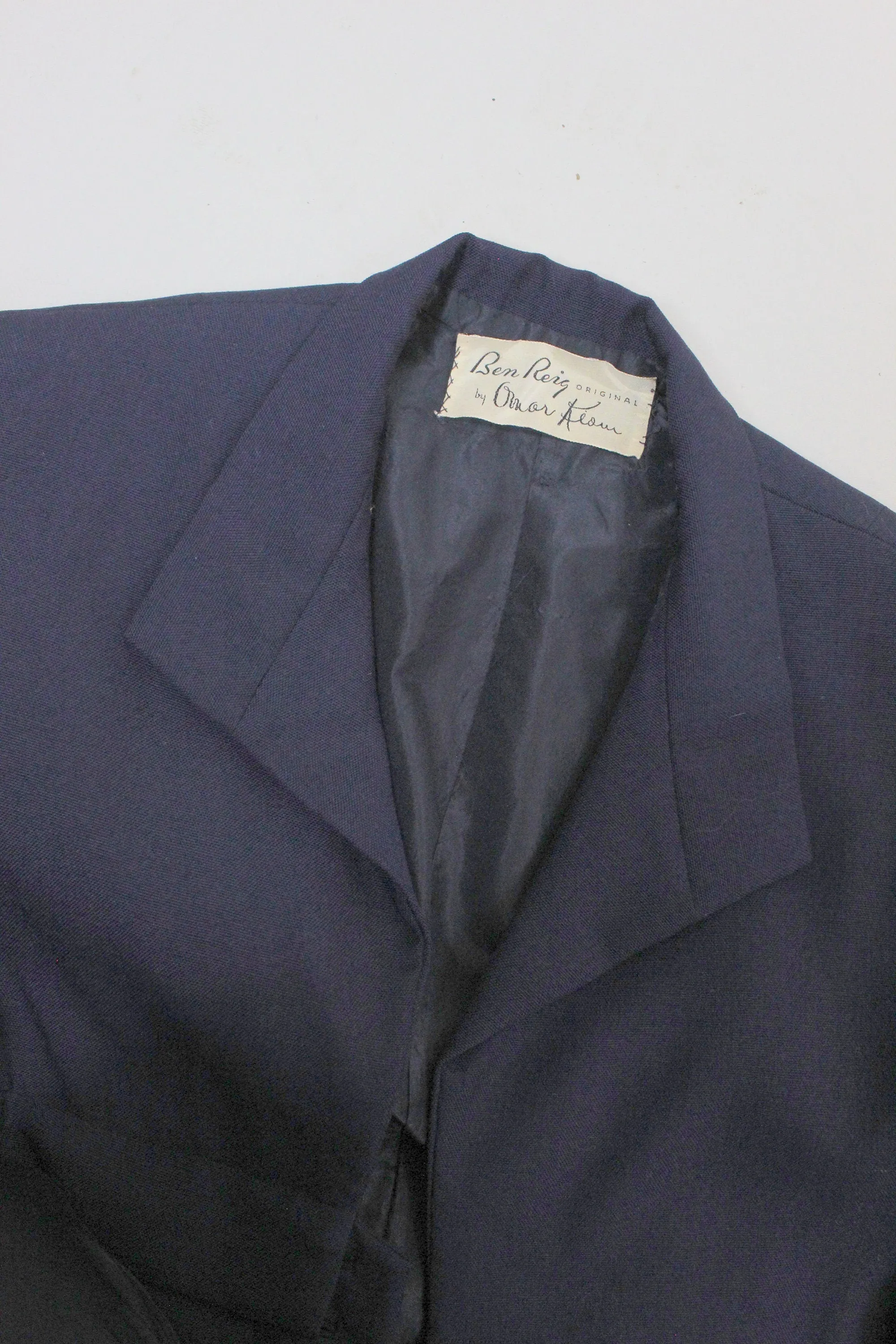 1940s BEN REIG navy gabardine suit xs small | new winter