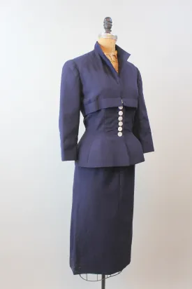 1940s BEN REIG navy gabardine suit xs small | new winter