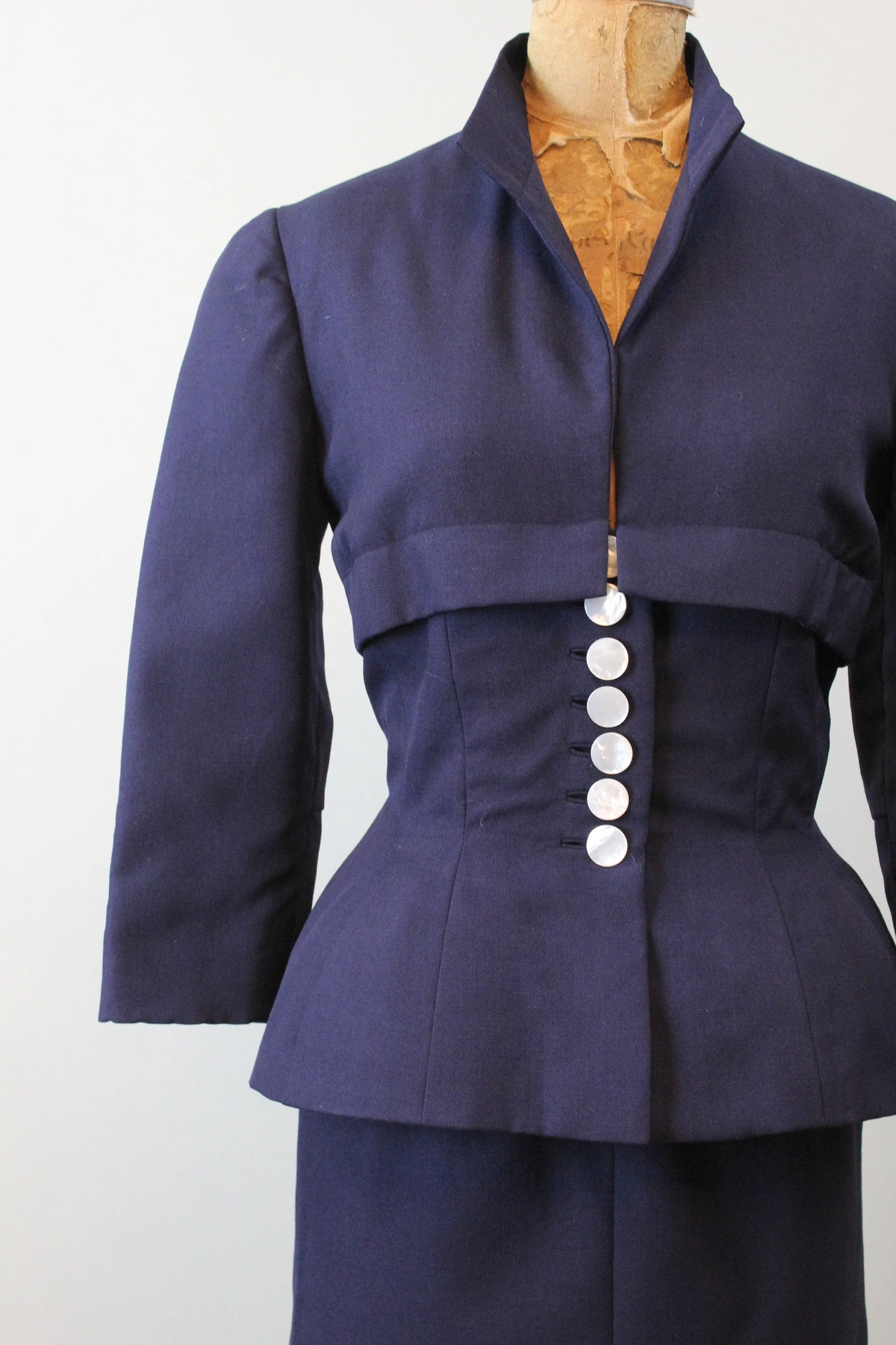 1940s BEN REIG navy gabardine suit xs small | new winter