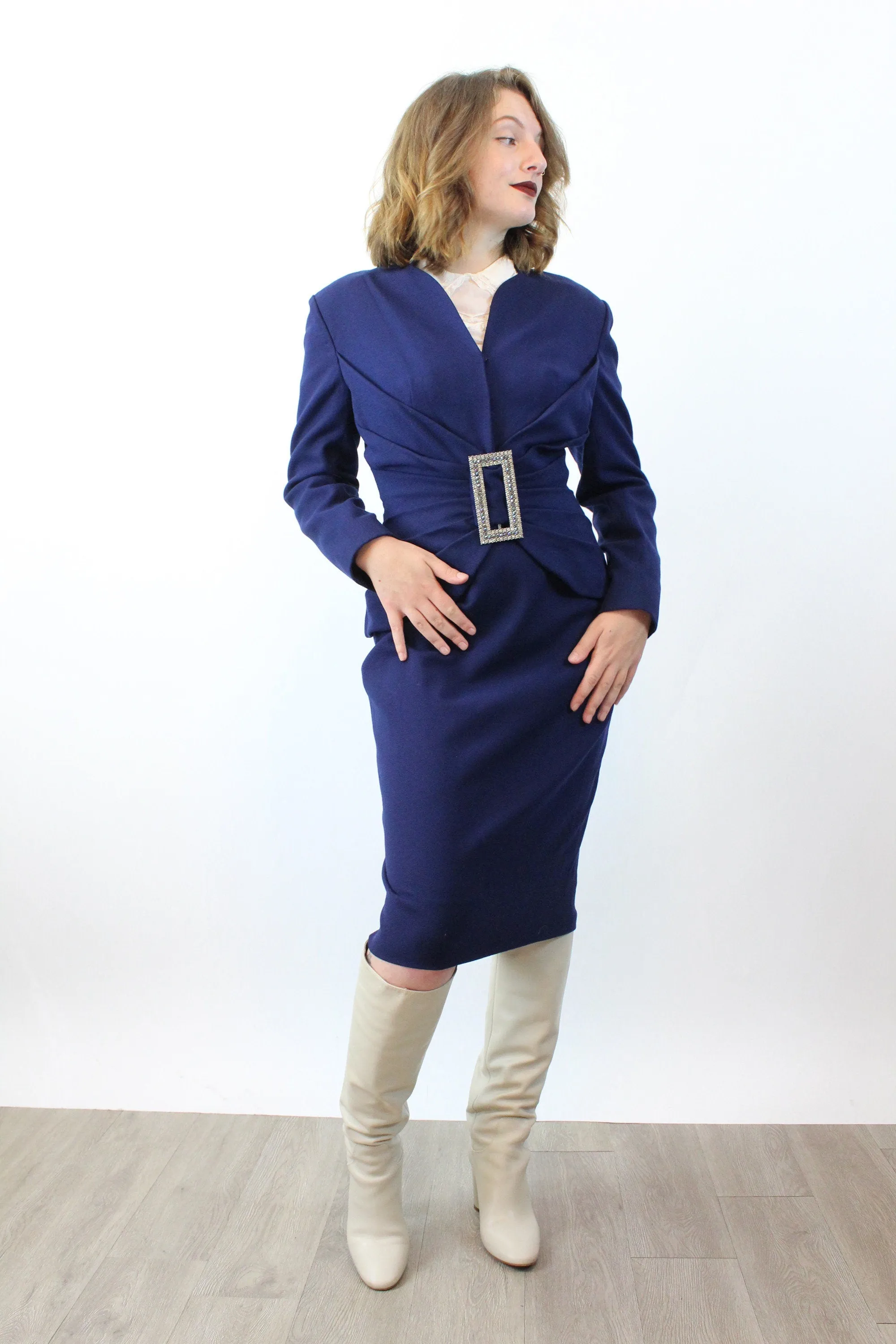 1950s LILLI ANN rhinestone buckle SUIT medium | new fall