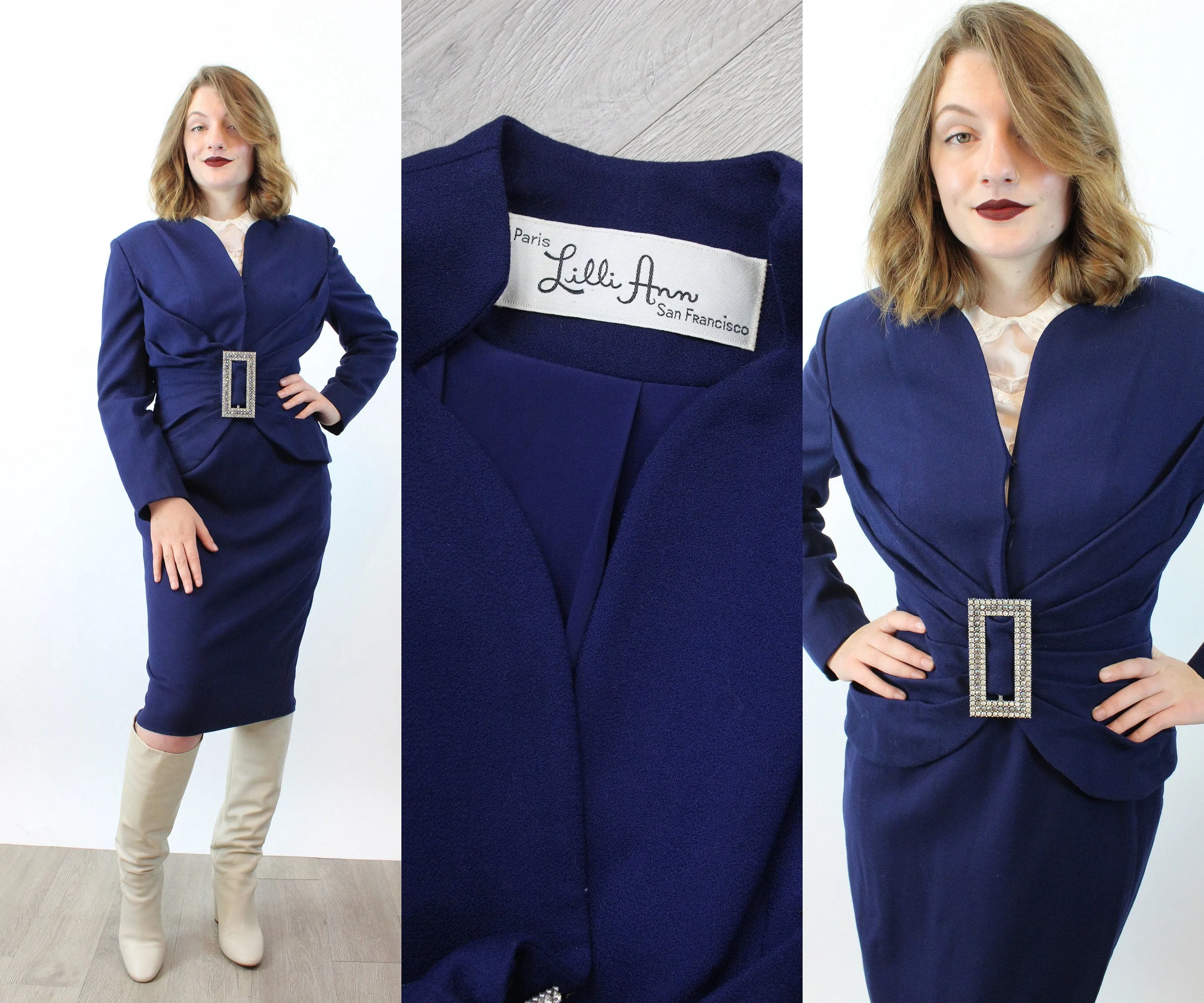 1950s LILLI ANN rhinestone buckle SUIT medium | new fall