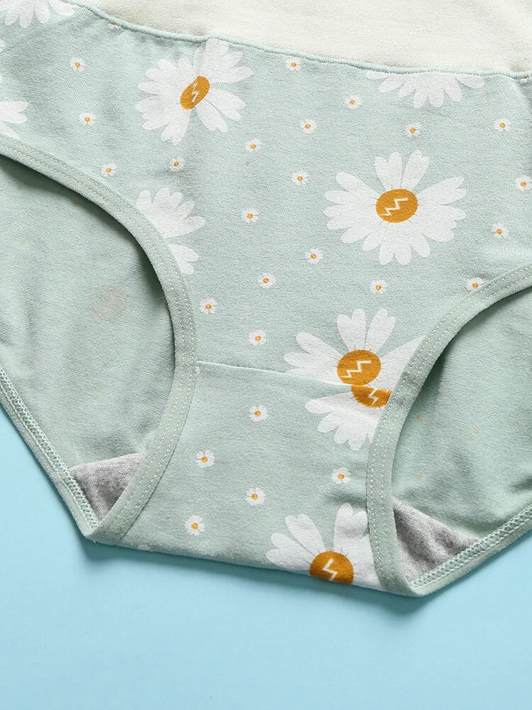 1Pcs Women Daisy Letter Print Cotton Graphene Antibacterial High Waist Panties
