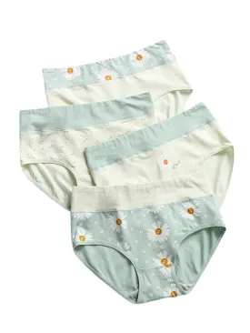 1Pcs Women Daisy Letter Print Cotton Graphene Antibacterial High Waist Panties