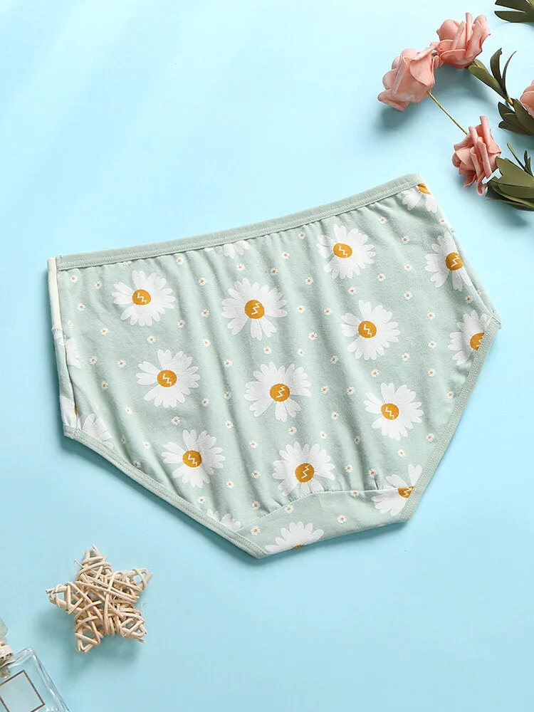 1Pcs Women Daisy Letter Print Cotton Graphene Antibacterial High Waist Panties