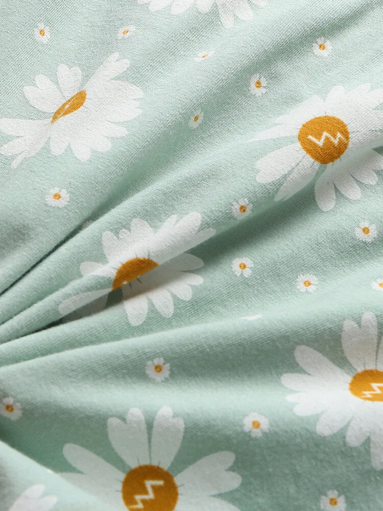 1Pcs Women Daisy Letter Print Cotton Graphene Antibacterial High Waist Panties