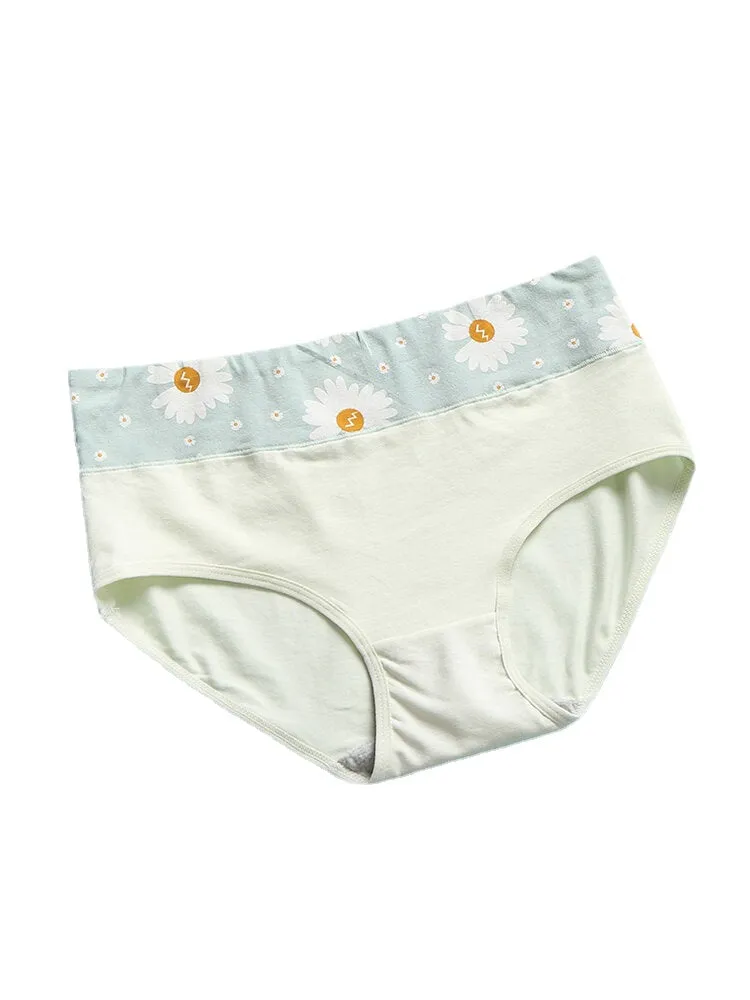 1Pcs Women Daisy Letter Print Cotton Graphene Antibacterial High Waist Panties