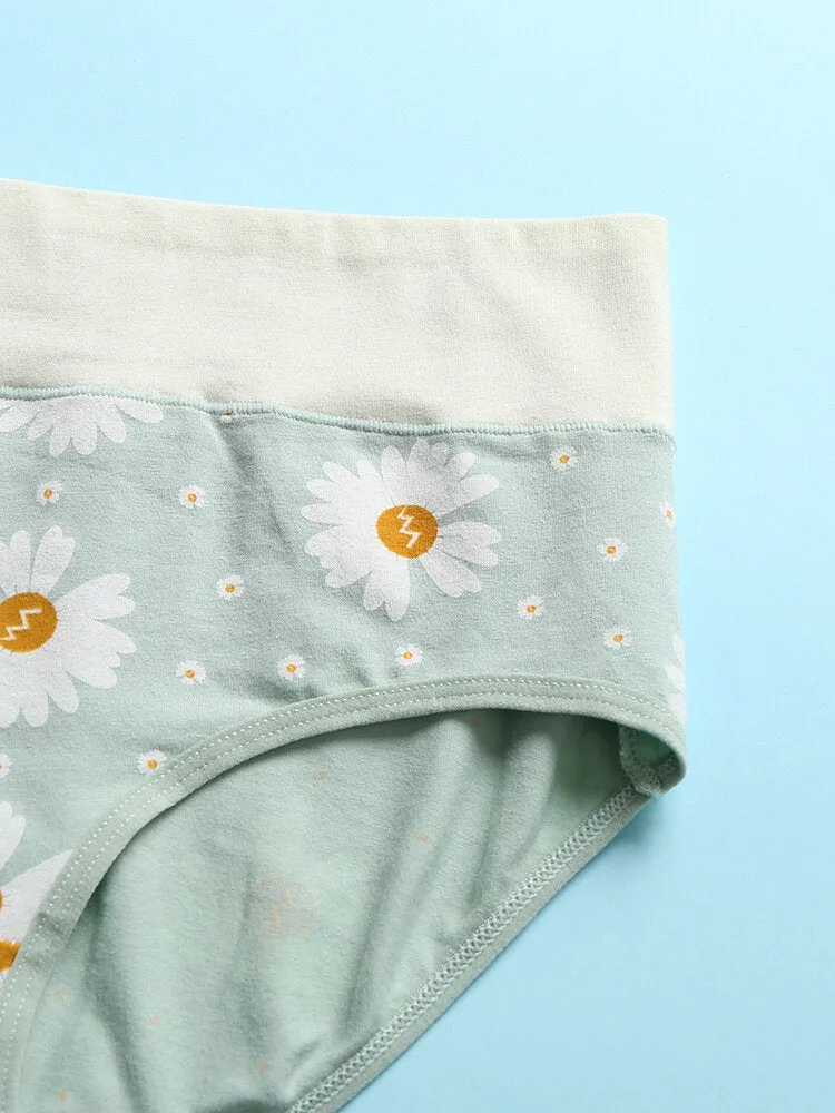 1Pcs Women Daisy Letter Print Cotton Graphene Antibacterial High Waist Panties