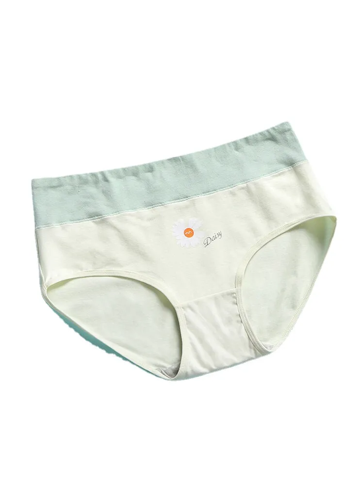 1Pcs Women Daisy Letter Print Cotton Graphene Antibacterial High Waist Panties