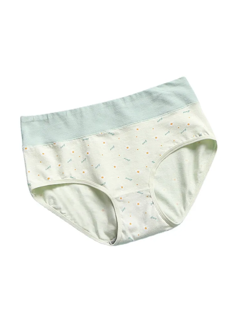 1Pcs Women Daisy Letter Print Cotton Graphene Antibacterial High Waist Panties
