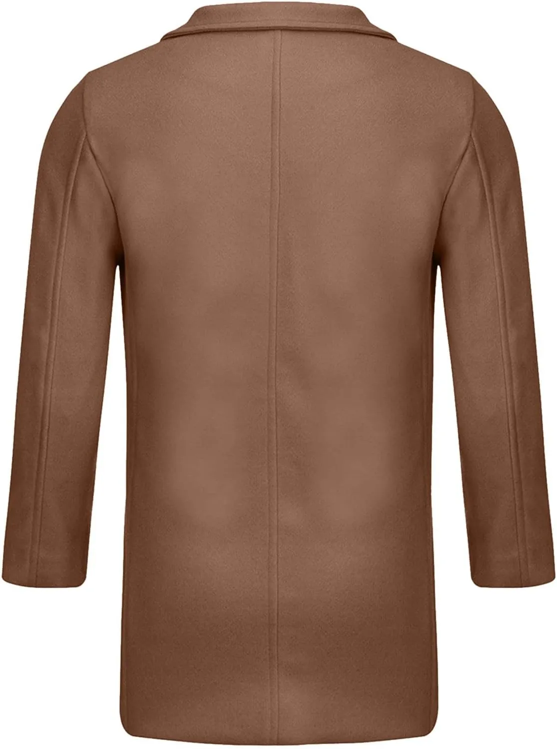 2023 Men's Casual Trench Coat Slim Fit Notched Collar Long Suit Jacket Overcoat Single Breasted Pea Coat Blazers wih Pockets