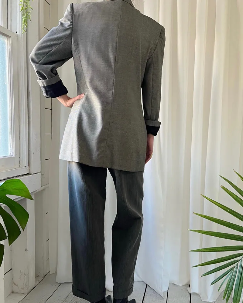 90s Mixed Pattern Pant Suit | XS