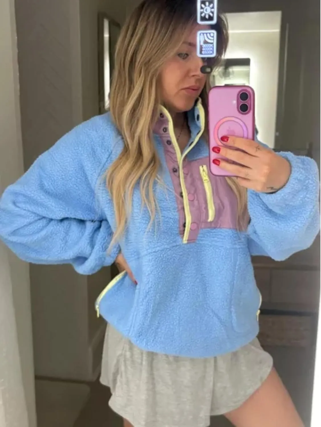 AMEBELLE Womens Lightweight Fleece Pullover Jacket Cropped Fall Winter Fuzzy Sherpa Jacket Sweatshirt Coat with Pockets