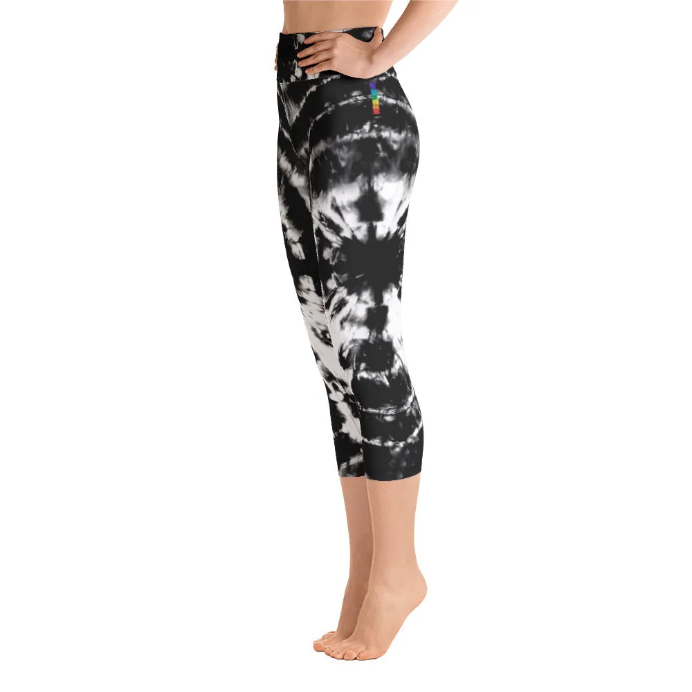 B W Tie-Dye High Waist Yoga Capri Leggings
