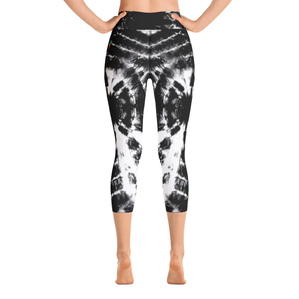 B W Tie-Dye High Waist Yoga Capri Leggings