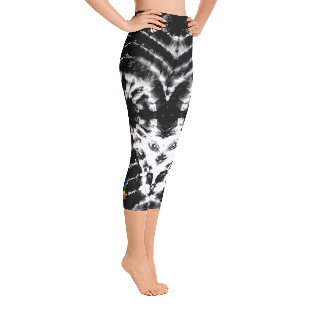 B W Tie-Dye High Waist Yoga Capri Leggings