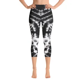 B W Tie-Dye High Waist Yoga Capri Leggings