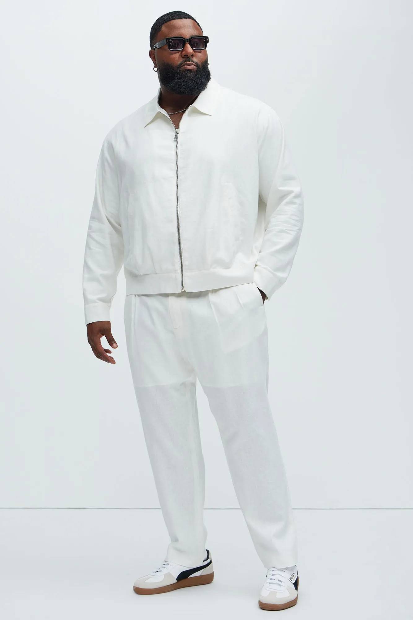 Bahamas Straight Pleated Linen Trousers - White