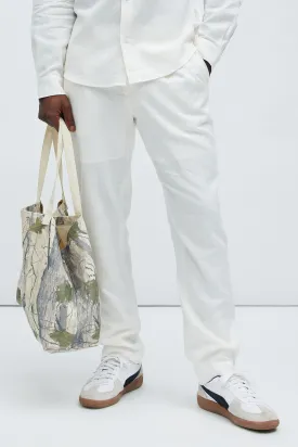 Bahamas Straight Pleated Linen Trousers - White