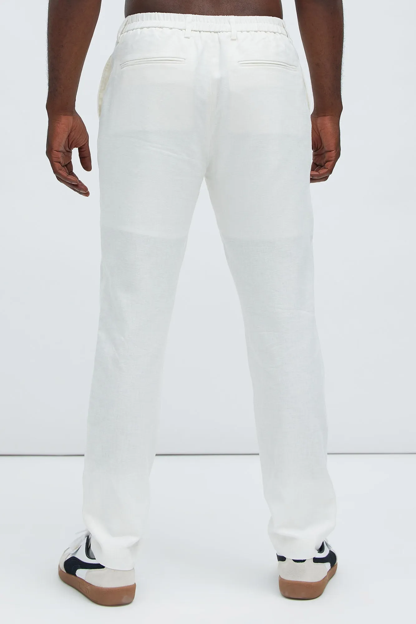 Bahamas Straight Pleated Linen Trousers - White