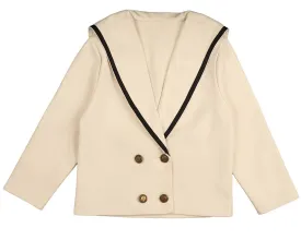 Belati Cream Sailor Collar Scuba Jersey Jacket