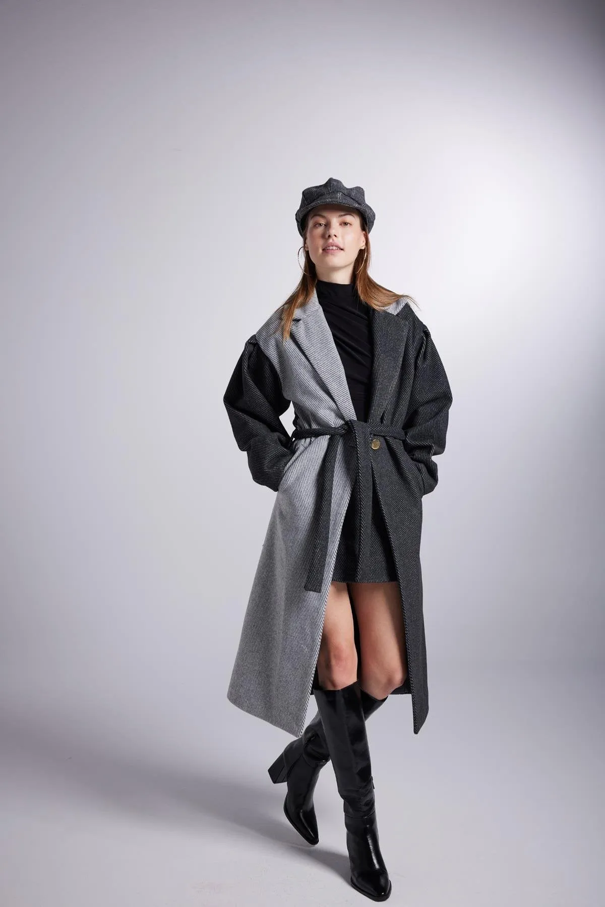 Belted Single Buttoned Maxi Grey Cashmere Mira Trench Coat