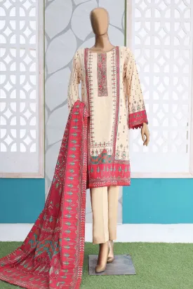 Bin Saeed Stitched 3 Piece Linen Winter Collection'2024-LIN-997-Cream
