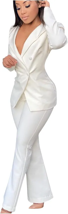 Blazer Sets Women 2 Piece Outfits Casual Sexy Slim Jacket Trendy Spring Fall Office Clothes Tops Pants Two