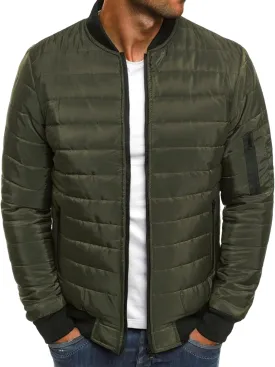 Bomber Jacket Men Diamond Casual Zip Up Quilted Varsity Jackets Winter Warm Lightweight Padded Outwear Flight Coat