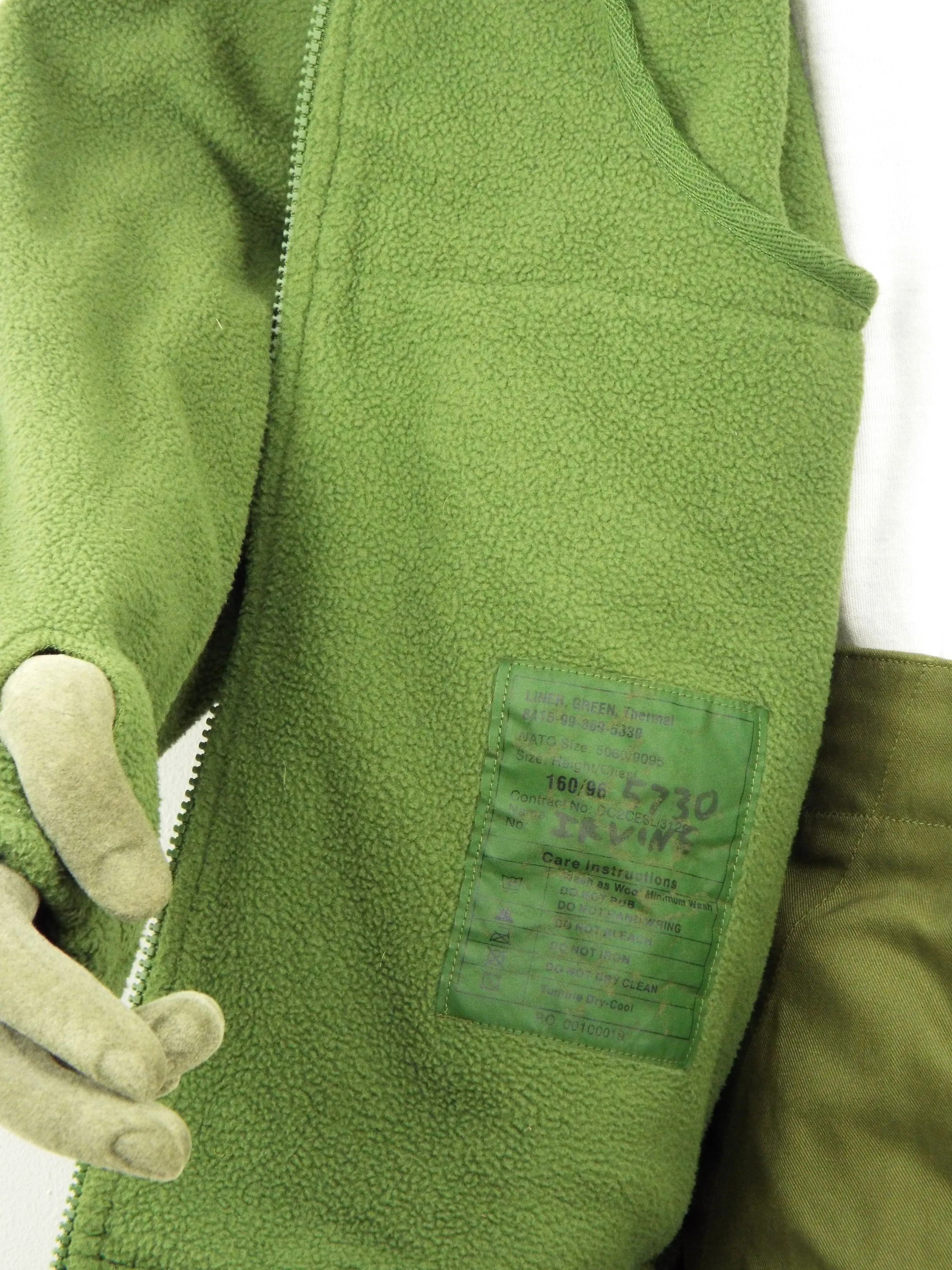 British Light Green Military Fleece Jacket - Thermal Liner