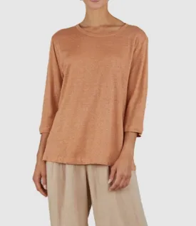 Bronte Rust Linen 3/4 Sleeve Top