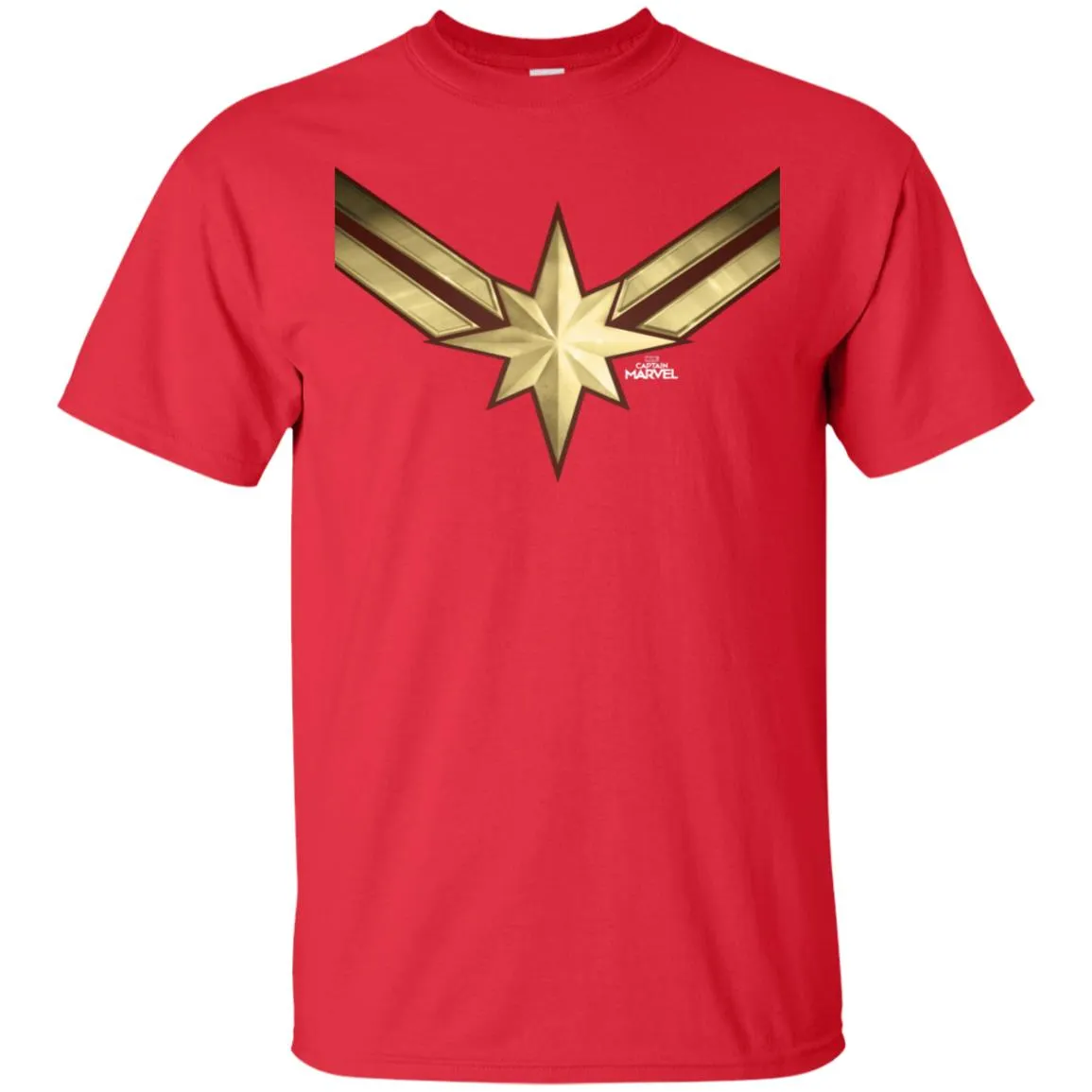 Captain Marvel Gleaming Chest Logo Men Cotton T-Shirt
