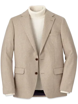 Cashmere Single Breasted Notch Lapel Sport Coat - Oatmeal