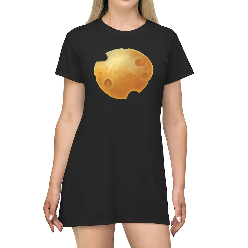 Cheese All Over Print T-Shirt Dress