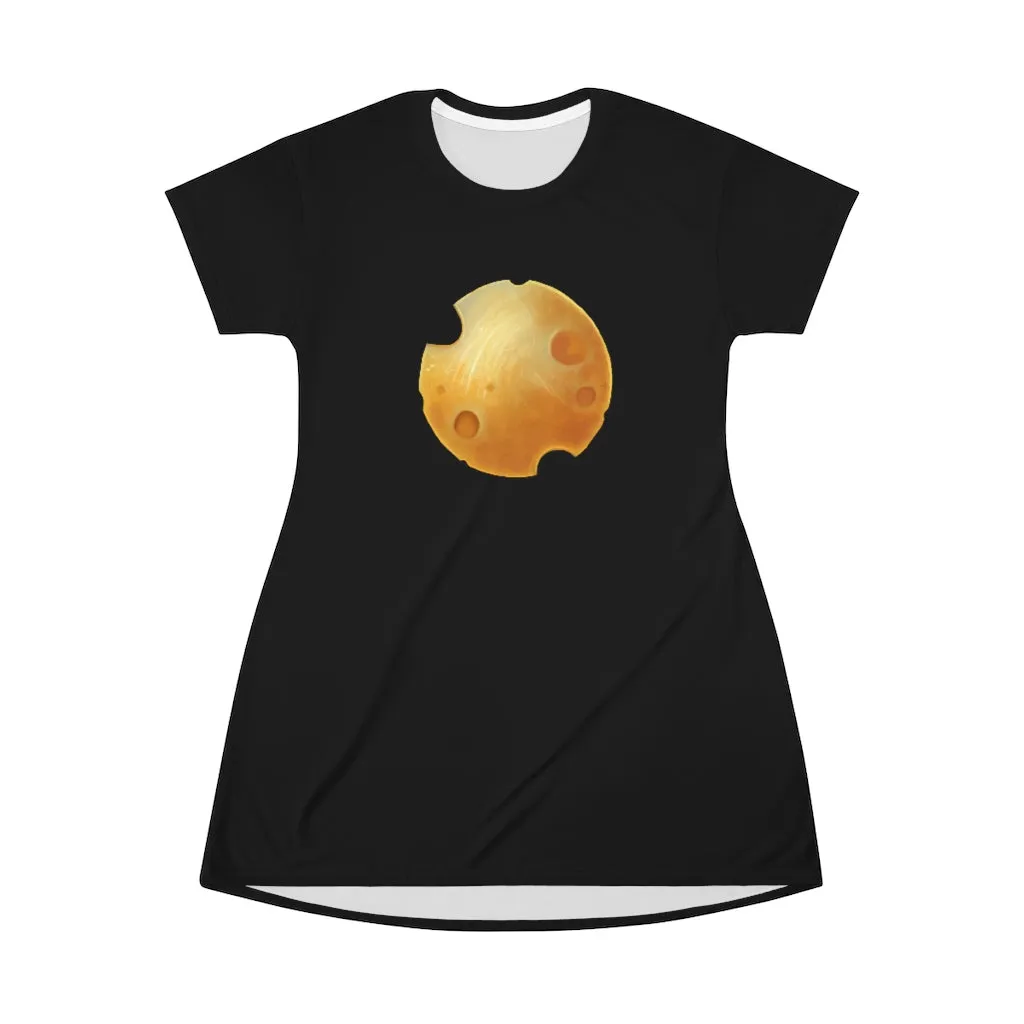 Cheese All Over Print T-Shirt Dress