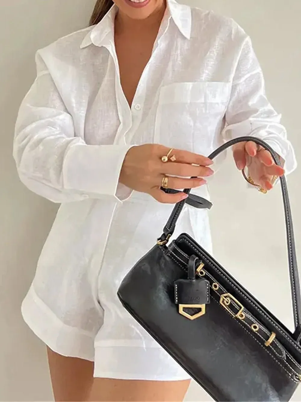 Christina Long Sleeve Shirt & Shorts Set