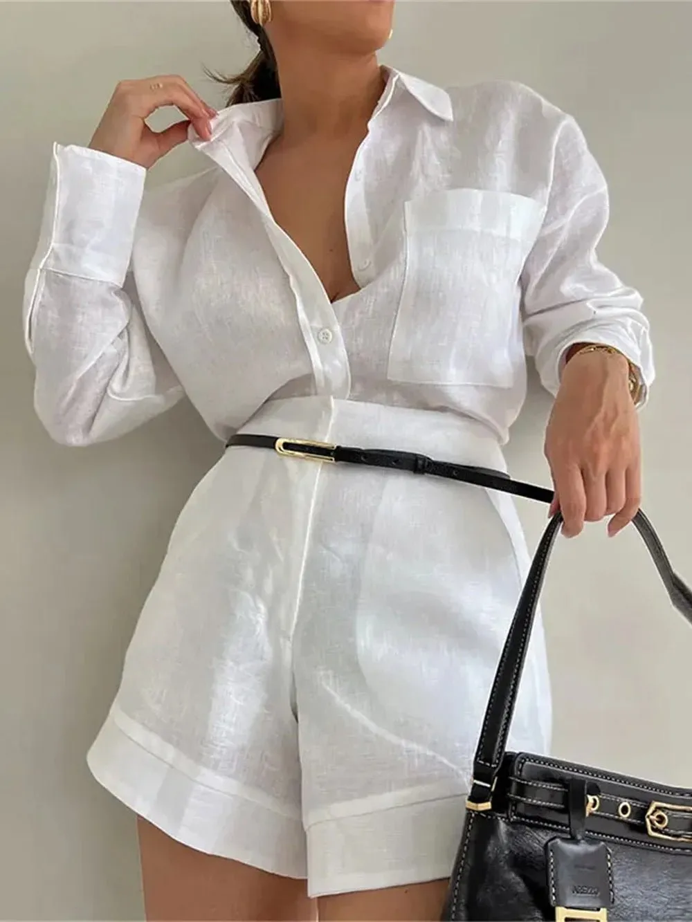 Christina Long Sleeve Shirt & Shorts Set