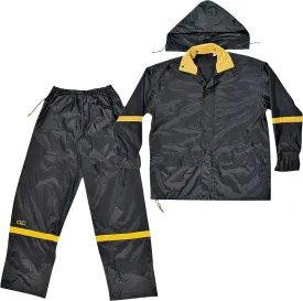 CLC R103X Rain Suit, XL, 190T Nylon, Black/Yellow, Detachable Collar, Zipper Closure :EA: QUANTITY: 1