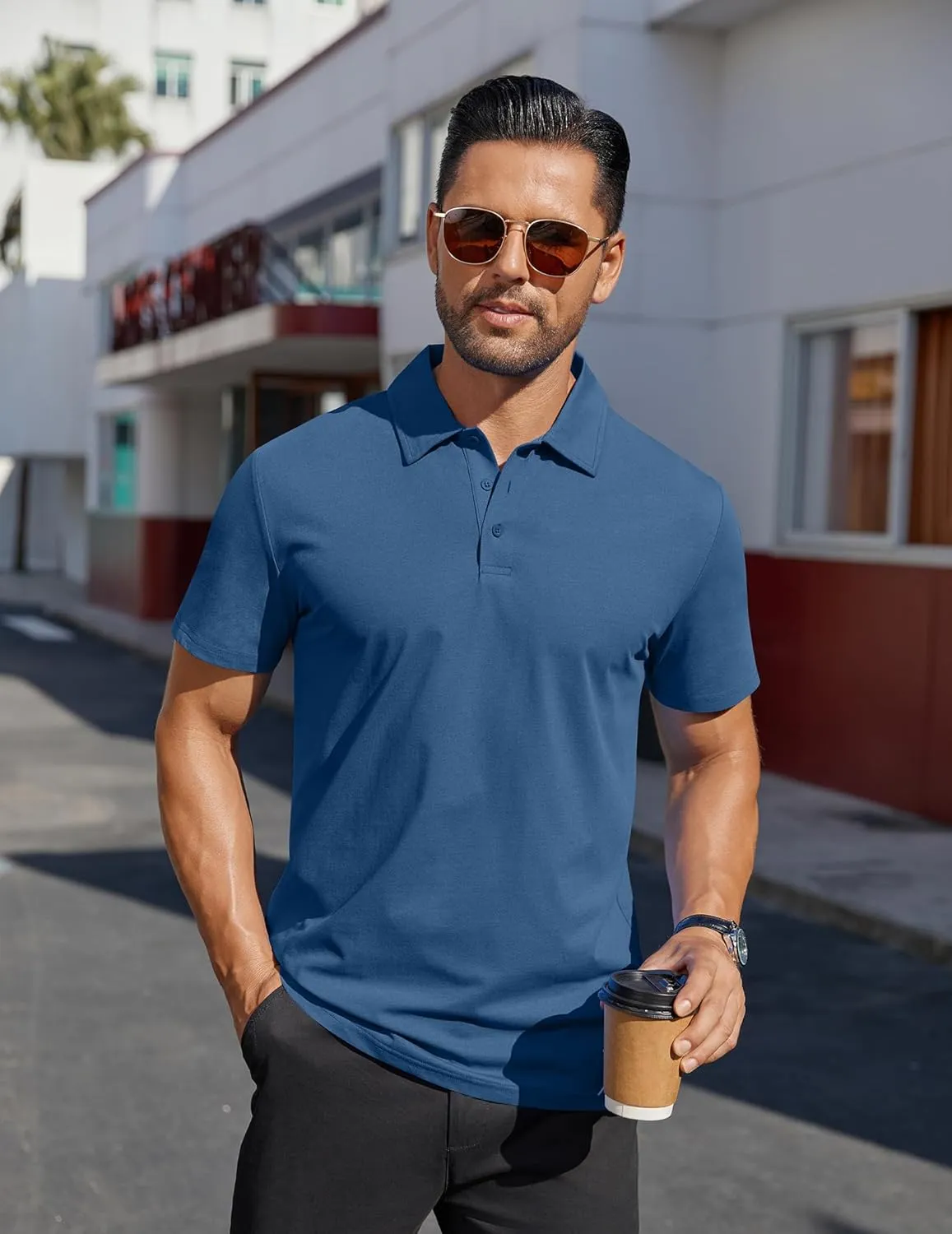 COOFANDY Men's Polo Shirts Short Sleeve Moisture Wicking Golf Shirt Fashion Casual Collared T-Shirt