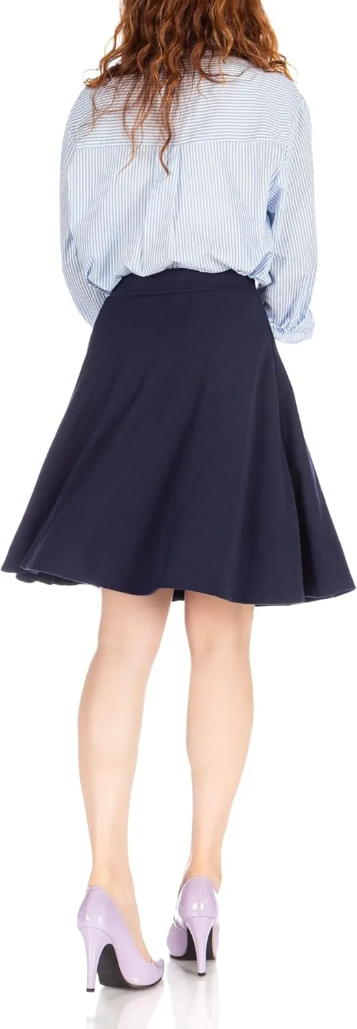 Dani's Choice Simple Stretch A-line Flared Knee Length Skirt