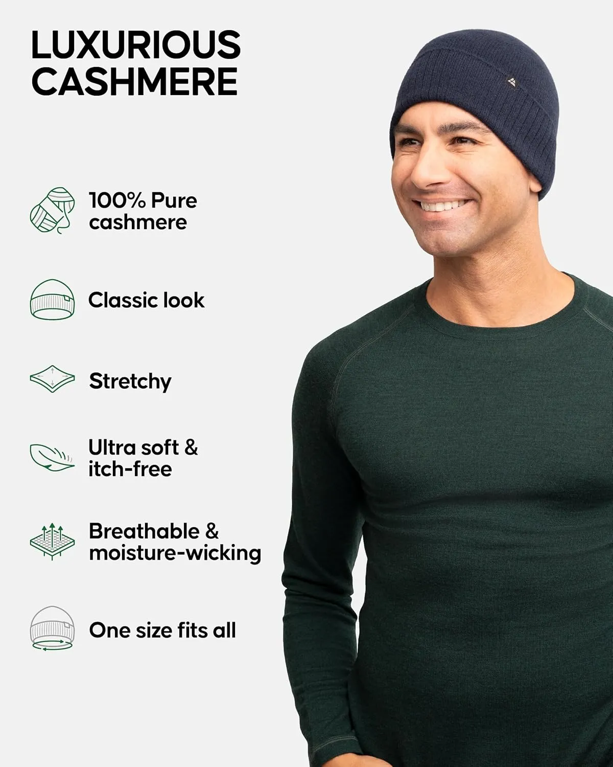 DANISH ENDURANCE 100% Cashmere Beanie Hat, Luxuriously Soft, Exceptionally Warm, Premium Comfort, for Men and Women
