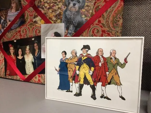 Five "Revolutionary Superheroes" with George Washington Small framed print - 5" x 7"