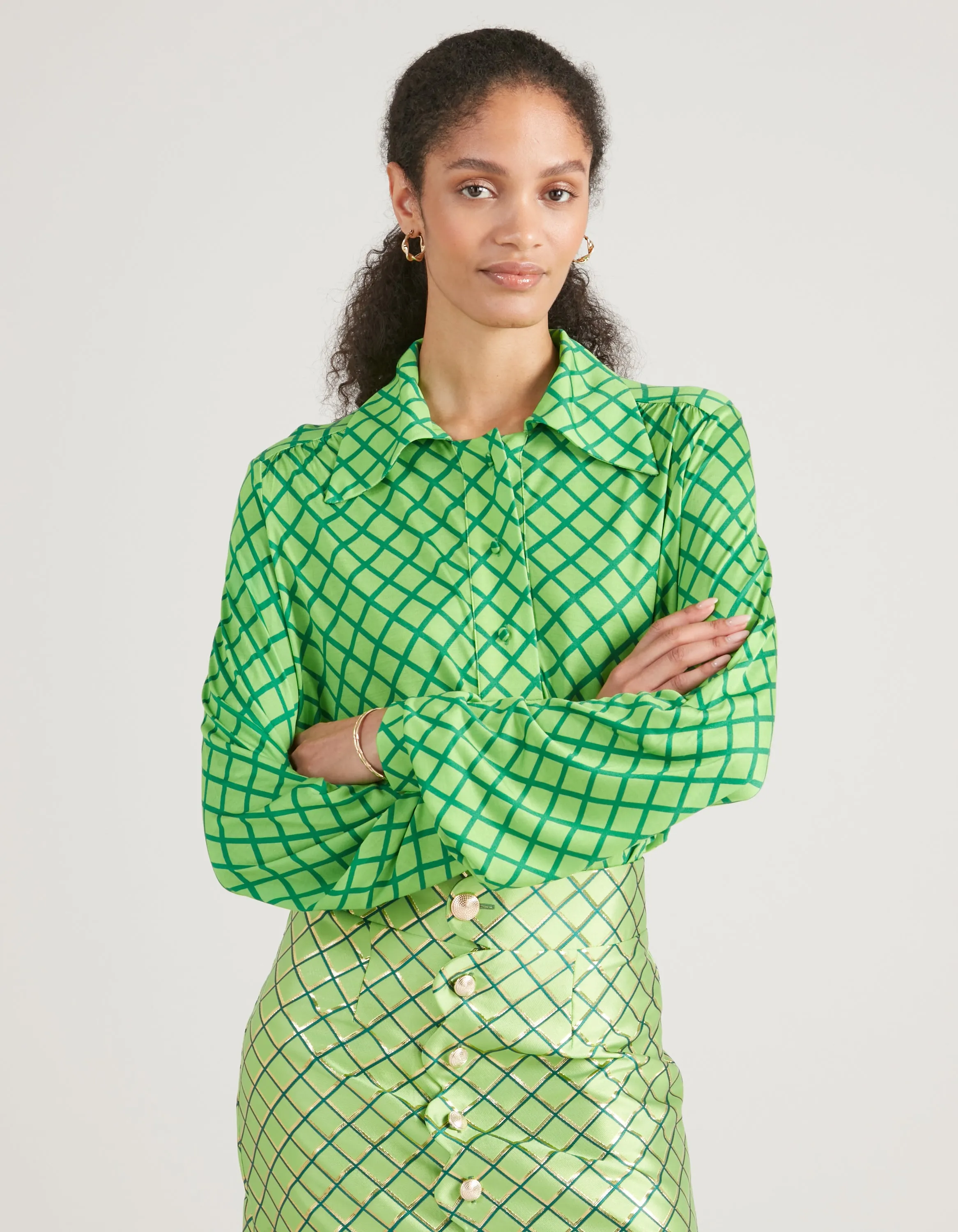 Frankie Green Mesh Print Jacquard Skirt
